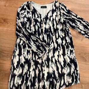 fabrik Printed Abstract Lined Longsleeve Mini Dress S